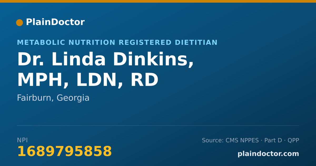 Shareable card for Linda Dinkins, MPH, LDN, RD - Metabolic Nutrition Registered Dietitian, Fairburn, GA