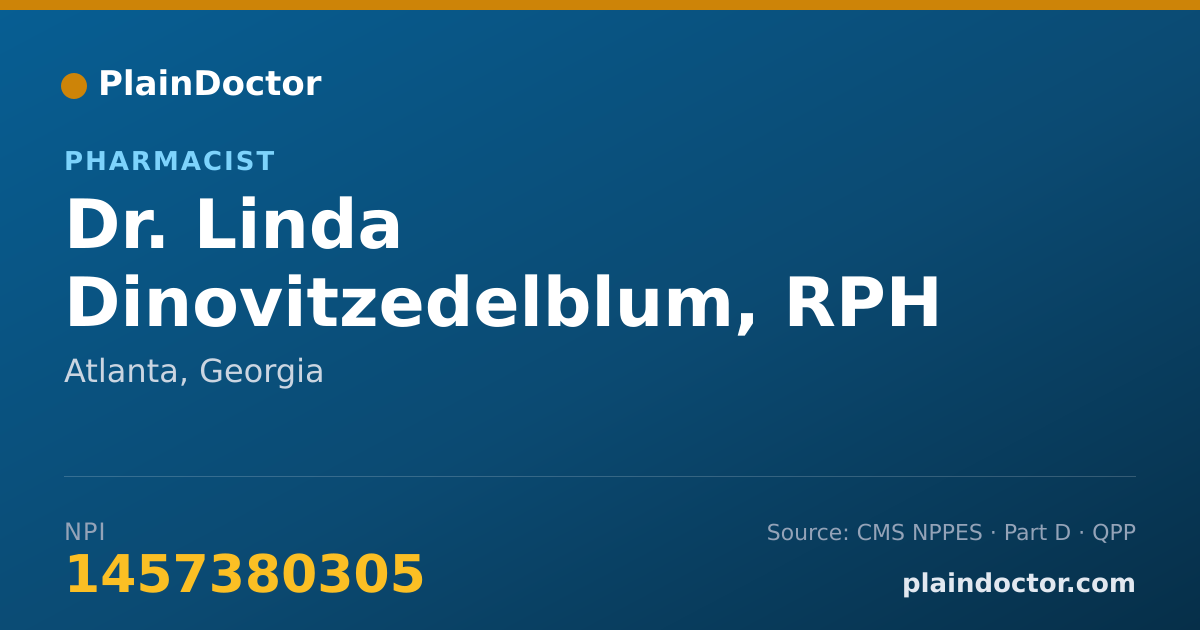 Shareable card for Linda Dinovitzedelblum, RPH - Pharmacist, Atlanta, GA