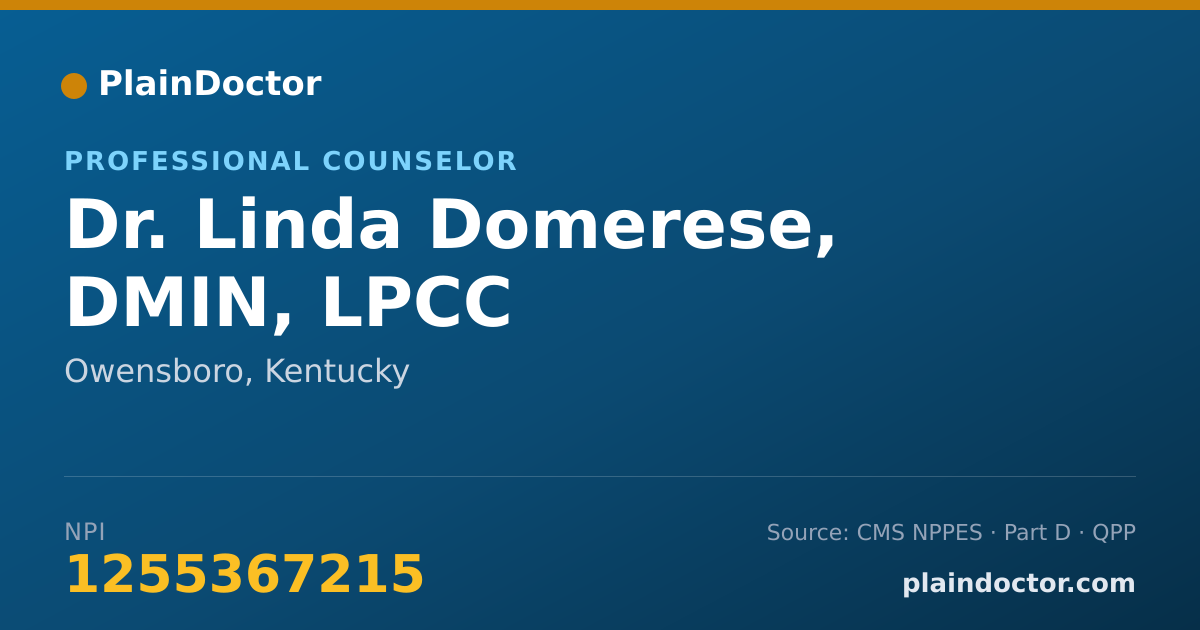 Shareable card for Linda Domerese, DMIN, LPCC - Professional Counselor, Owensboro, KY