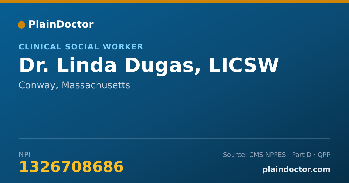 Shareable card for Linda Dugas, LICSW - Clinical Social Worker, Conway, MA