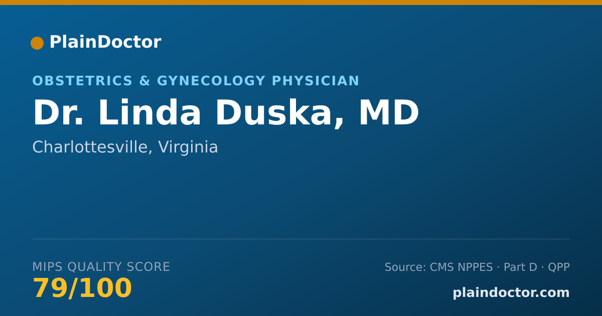 Shareable card for Linda Duska, MD - Obstetrics & Gynecology Physician, Charlottesville, VA