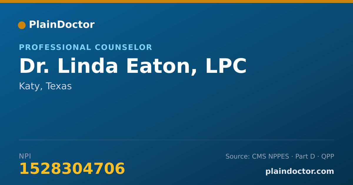 Shareable card for Linda Eaton, LPC - Professional Counselor, Katy, TX