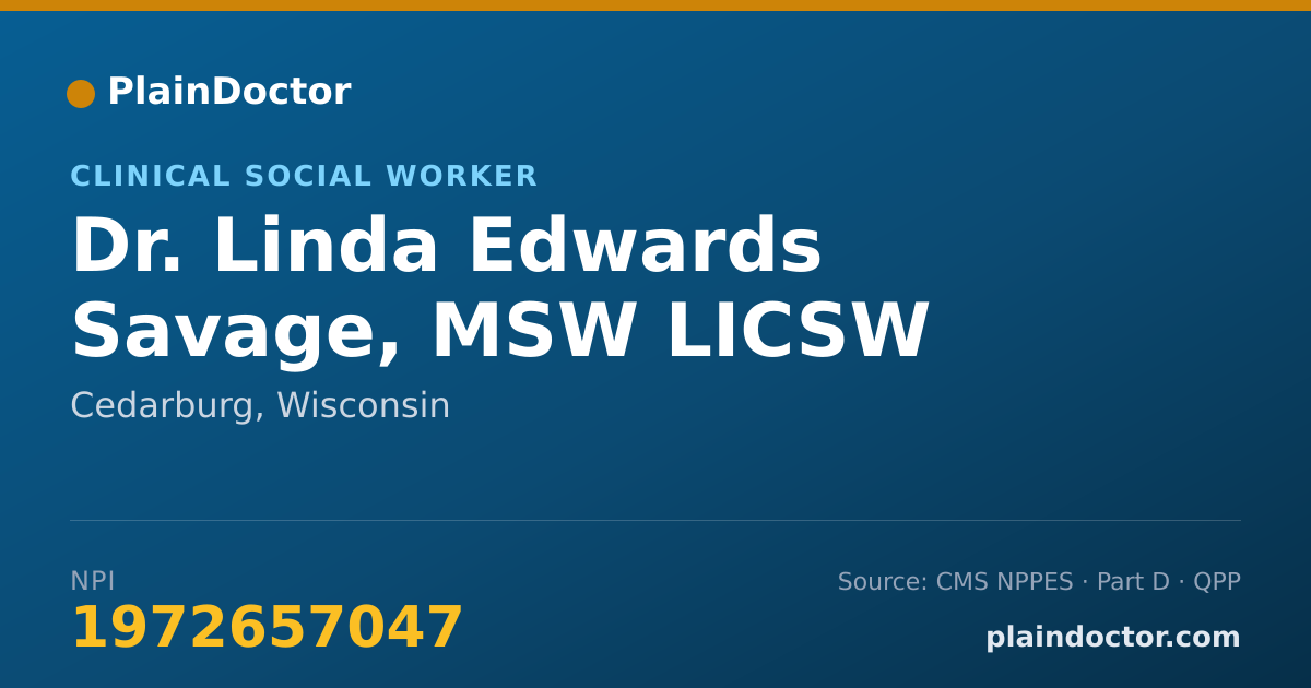 Shareable card for Linda Edwards Savage, MSW LICSW - Clinical Social Worker, Cedarburg, WI