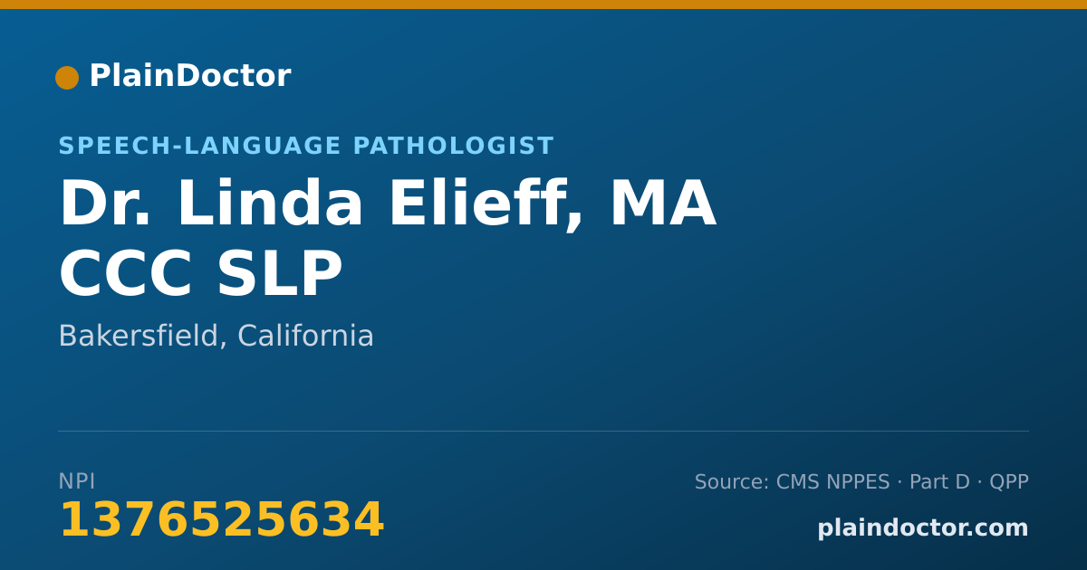 Shareable card for Linda Elieff, MA CCC SLP - Speech-Language Pathologist, Bakersfield, CA