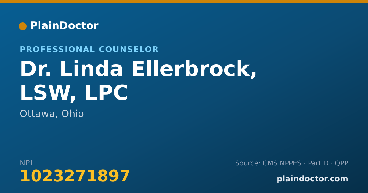 Shareable card for Linda Ellerbrock, LSW, LPC - Professional Counselor, Ottawa, OH