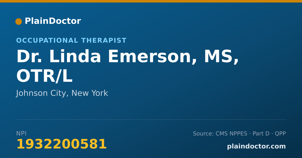 Shareable card for Linda Emerson, MS, OTR/L - Occupational Therapist, Johnson City, NY