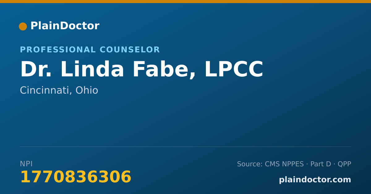 Shareable card for Linda Fabe, LPCC - Professional Counselor, Cincinnati, OH