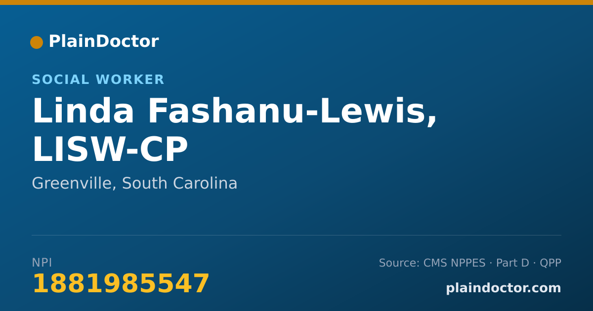 Shareable card for Linda Fashanu-Lewis, LISW-CP - Social Worker, Greenville, SC