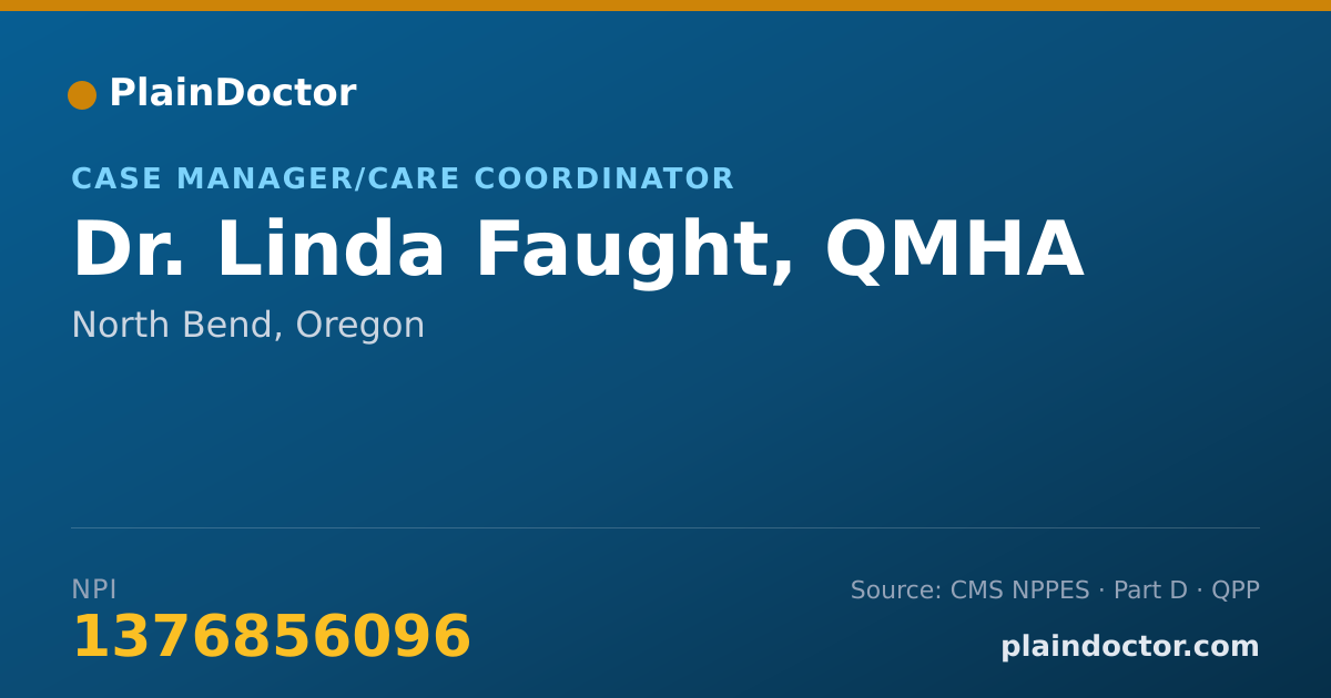 Shareable card for Linda Faught, QMHA - Case Manager/Care Coordinator, North Bend, OR
