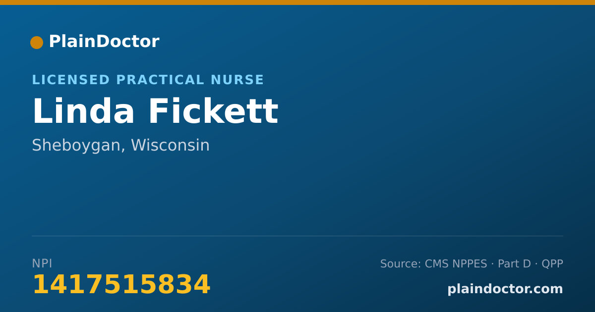 Shareable card for Linda Fickett - Licensed Practical Nurse, Sheboygan, WI