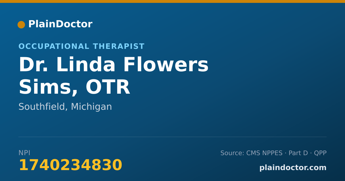 Shareable card for Linda Flowers Sims, OTR - Occupational Therapist, Southfield, MI