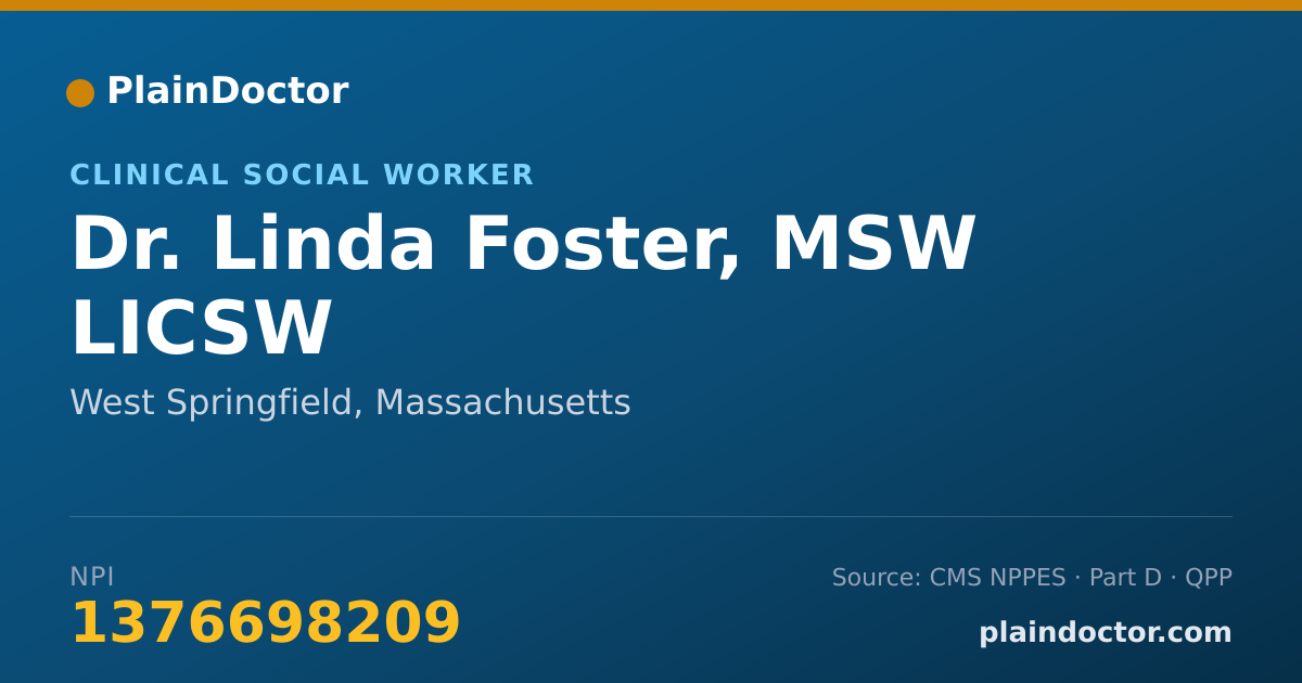 Shareable card for Linda Foster, MSW LICSW - Clinical Social Worker, West Springfield, MA