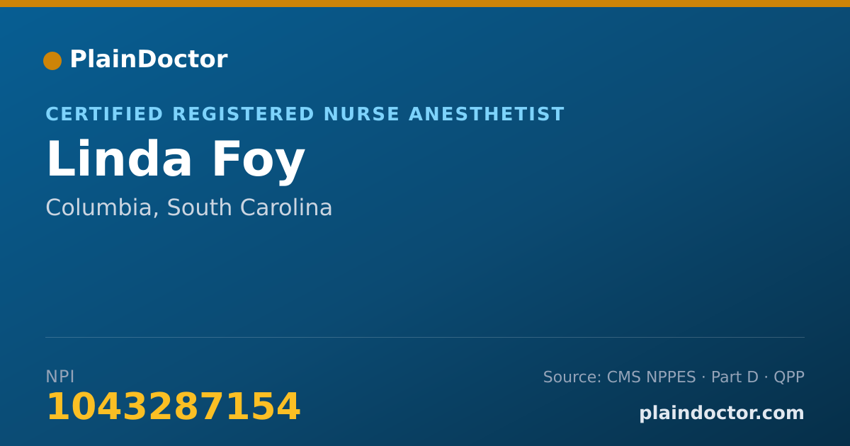 Shareable card for Linda Foy - Certified Registered Nurse Anesthetist, Columbia, SC