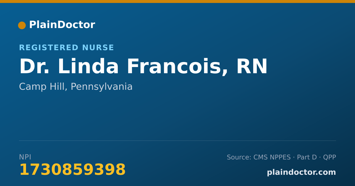 Shareable card for Linda Francois, RN - Registered Nurse, Camp Hill, PA