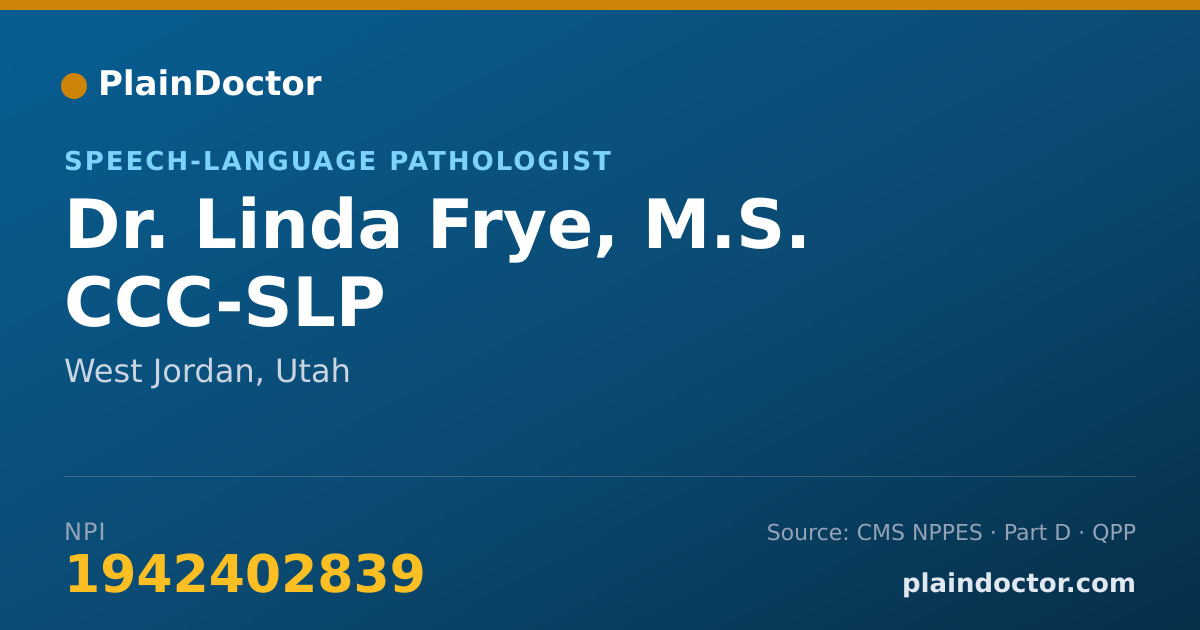 Shareable card for Linda Frye, M.S. CCC-SLP - Speech-Language Pathologist, West Jordan, UT