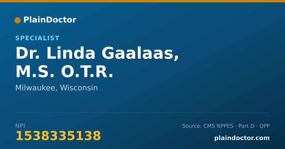 Shareable card for Linda Gaalaas, M.S. O.T.R. - Specialist, Milwaukee, WI