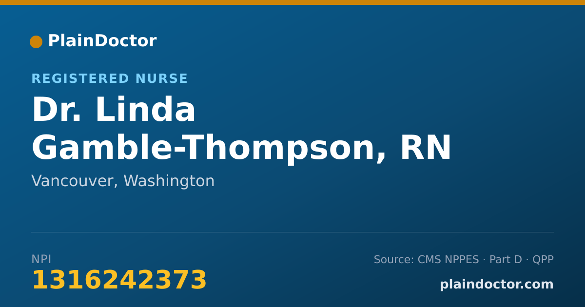 Shareable card for Linda Gamble-Thompson, RN - Registered Nurse, Vancouver, WA