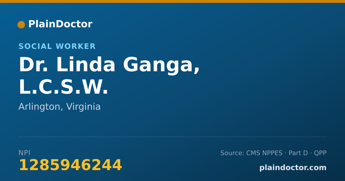 Shareable card for Linda Ganga, L.C.S.W. - Social Worker, Arlington, VA