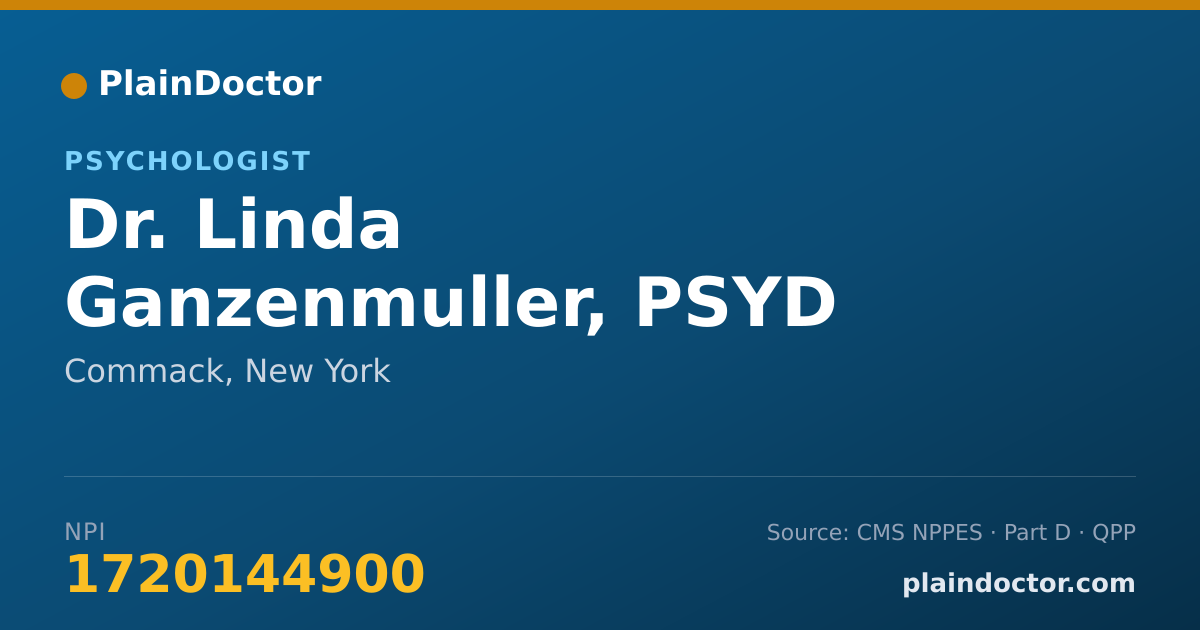 Shareable card for Linda Ganzenmuller, PSYD - Psychologist, Commack, NY
