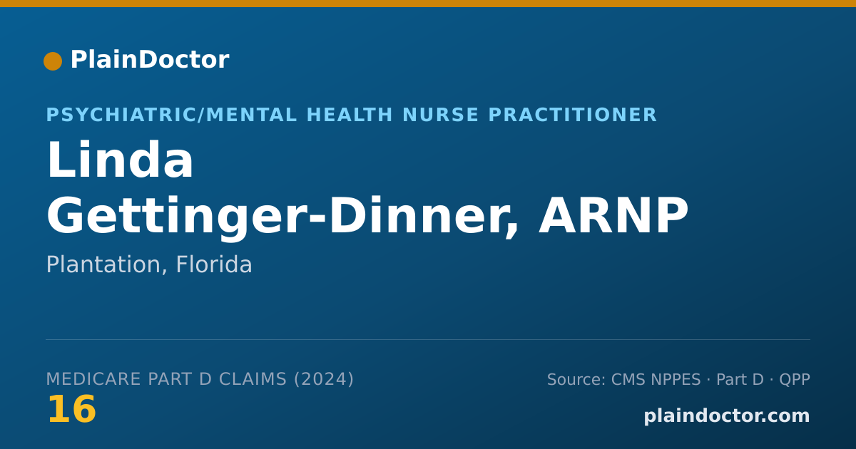 Shareable card for Linda Gettinger-Dinner, ARNP - Psychiatric/Mental Health Nurse Practitioner, Plantation, FL