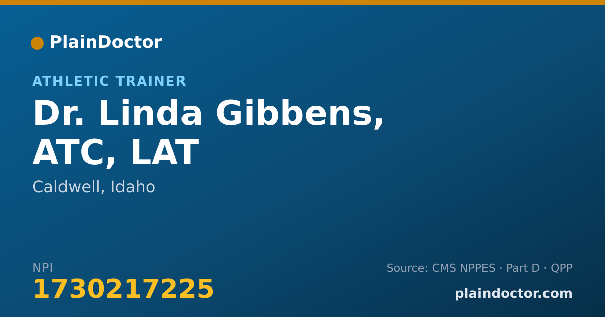 Shareable card for Linda Gibbens, ATC, LAT - Athletic Trainer, Caldwell, ID