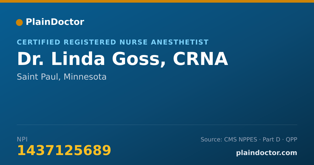 Shareable card for Linda Goss, CRNA - Certified Registered Nurse Anesthetist, Saint Paul, MN