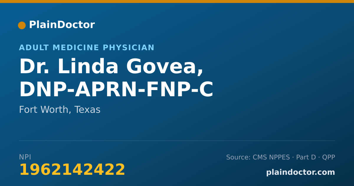 Shareable card for Linda Govea, DNP-APRN-FNP-C - Adult Medicine Physician, Fort Worth, TX