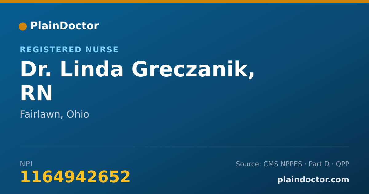 Shareable card for Linda Greczanik, RN - Registered Nurse, Fairlawn, OH