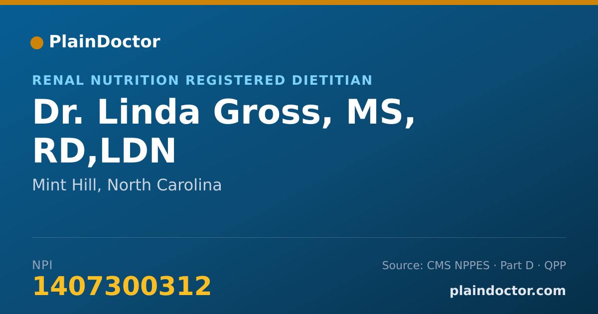 Shareable card for Linda Gross, MS, RD,LDN - Renal Nutrition Registered Dietitian, Mint Hill, NC