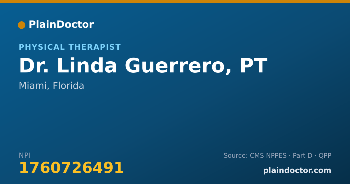 Shareable card for Linda Guerrero, PT - Physical Therapist, Miami, FL