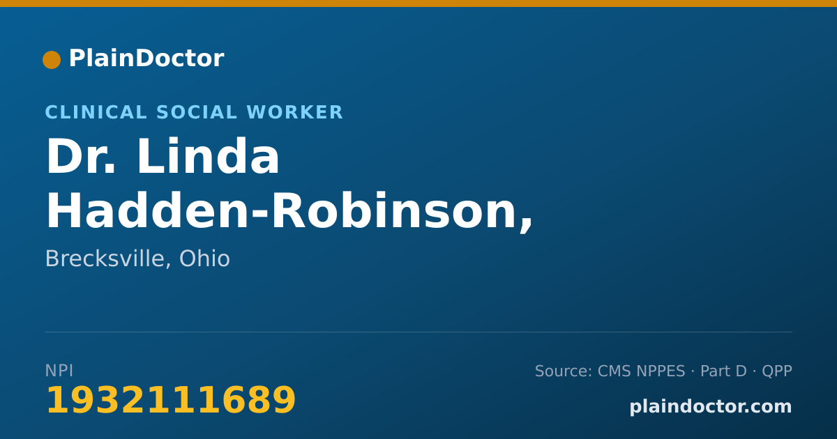 Shareable card for Linda Hadden-Robinson, MSW/LISW - Clinical Social Worker, Brecksville, OH