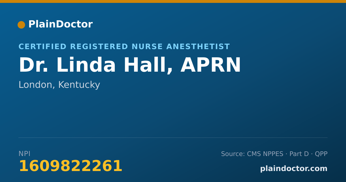 Shareable card for Linda Hall, APRN - Certified Registered Nurse Anesthetist, London, KY