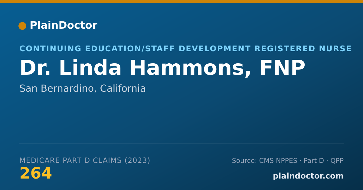 Shareable card for Linda Hammons, FNP - Continuing Education/Staff Development Registered Nurse, San Bernardino, CA