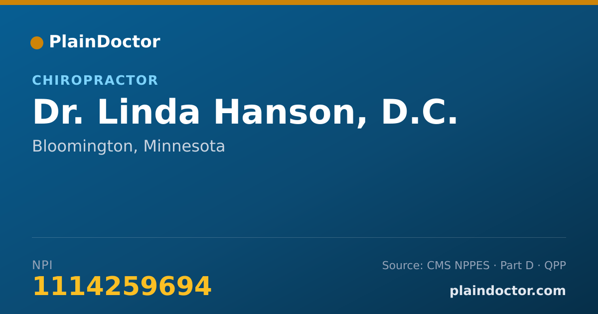 Shareable card for Linda Hanson, D.C. - Chiropractor, Bloomington, MN