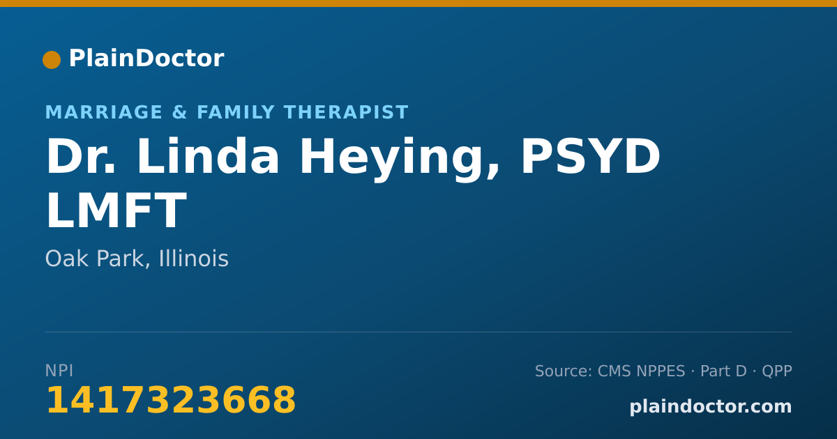 Shareable card for Linda Heying, PSYD LMFT - Marriage & Family Therapist, Oak Park, IL