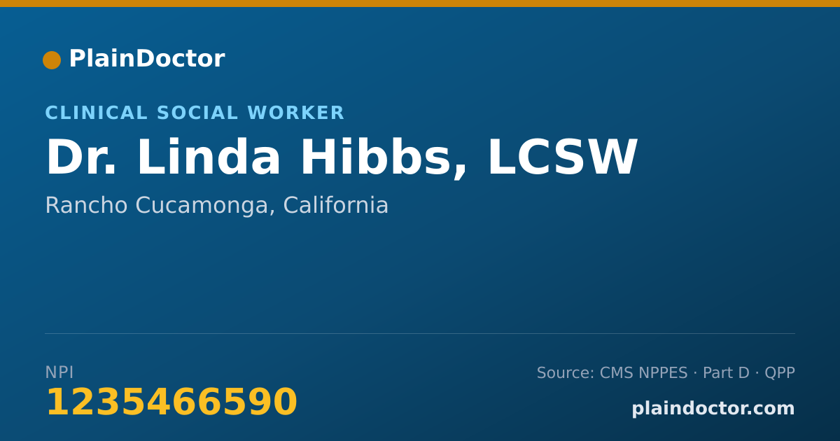 Shareable card for Linda Hibbs, LCSW - Clinical Social Worker, Rancho Cucamonga, CA