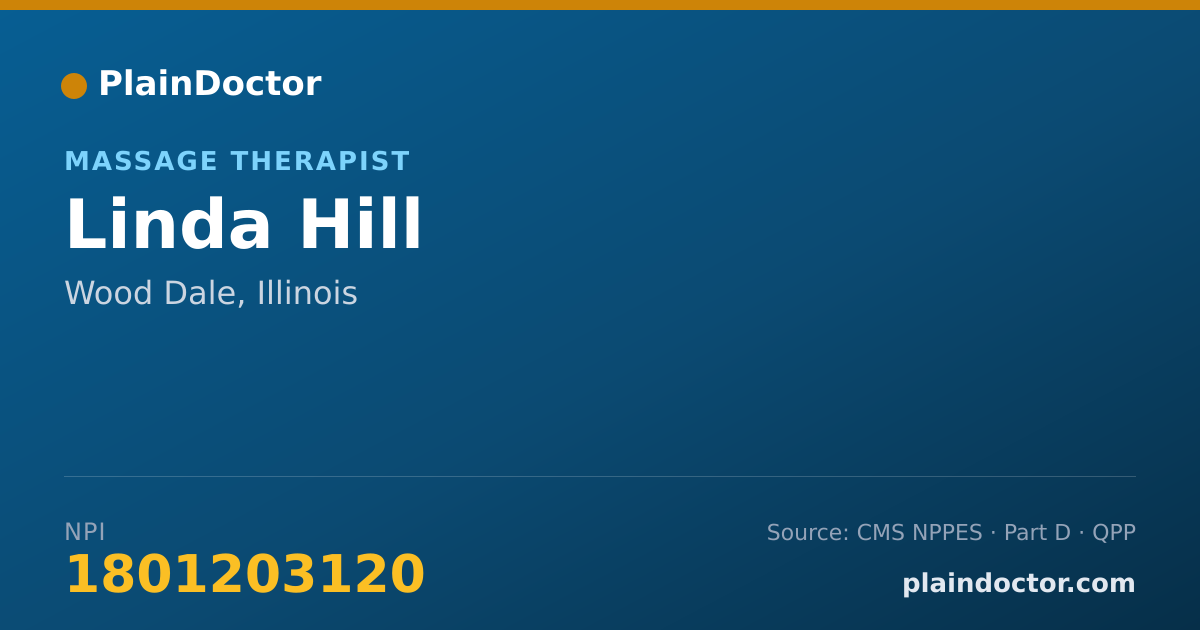 Shareable card for Linda Hill - Massage Therapist, Wood Dale, IL
