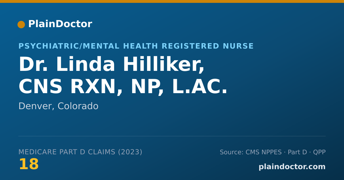Shareable card for Linda Hilliker, CNS RXN, NP, L.AC. - Psychiatric/Mental Health Registered Nurse, Denver, CO