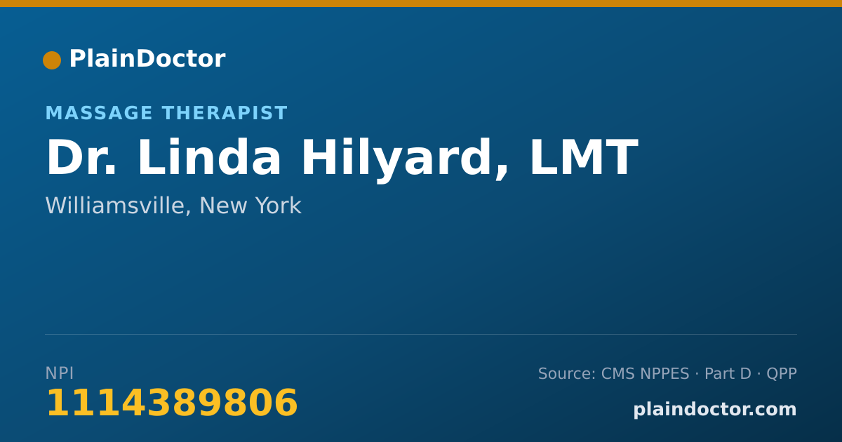 Shareable card for Linda Hilyard, LMT - Massage Therapist, Williamsville, NY