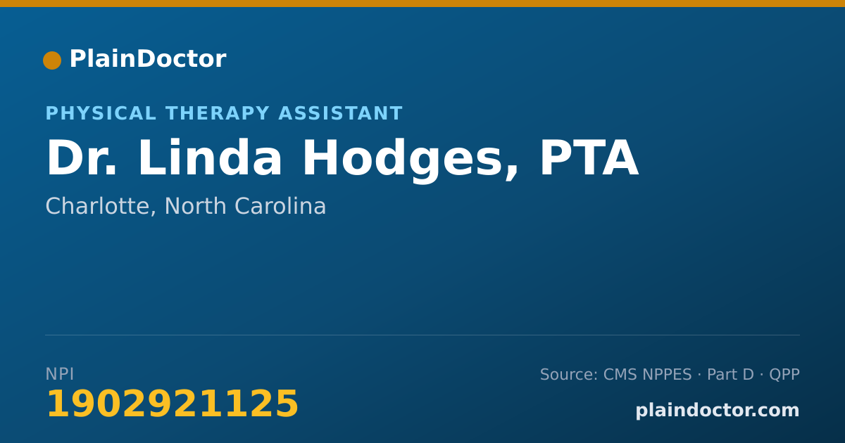 Shareable card for Linda Hodges, PTA - Physical Therapy Assistant, Charlotte, NC
