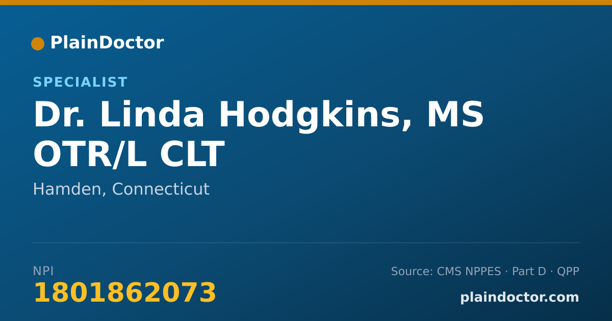 Shareable card for Linda Hodgkins, MS OTR/L CLT - Specialist, Hamden, CT