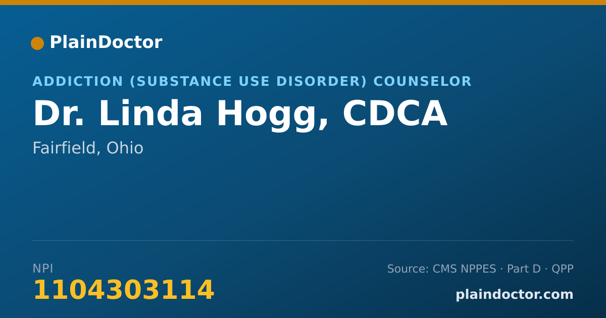 Shareable card for Linda Hogg, CDCA - Addiction (Substance Use Disorder) Counselor, Fairfield, OH