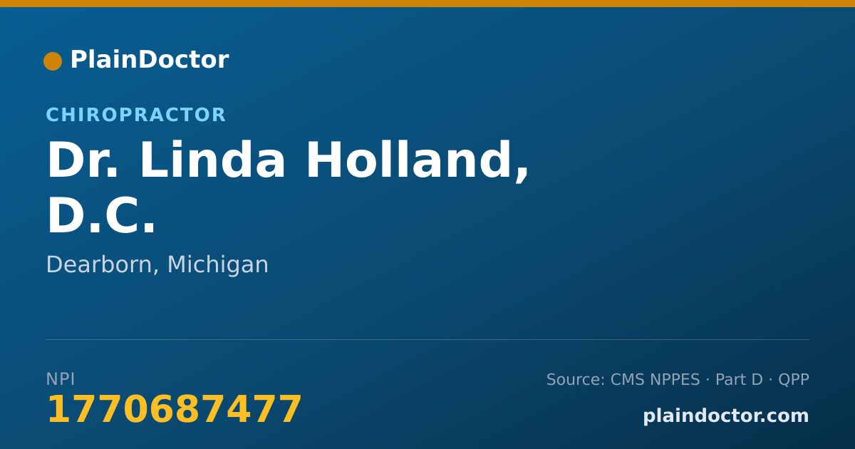 Shareable card for Linda Holland, D.C. - Chiropractor, Dearborn, MI