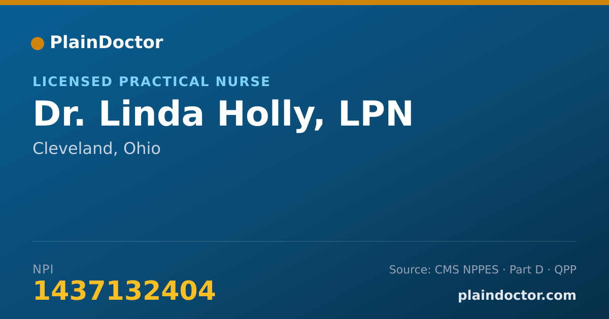 Shareable card for Linda Holly, LPN - Licensed Practical Nurse, Cleveland, OH