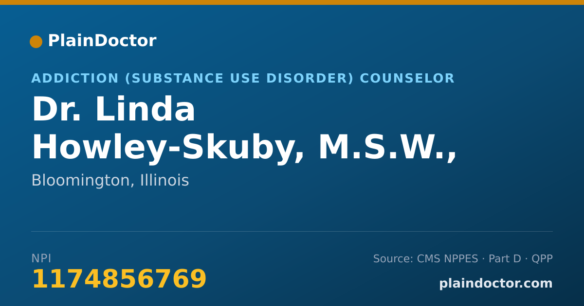 Shareable card for Linda Howley-Skuby, M.S.W., L.C.S.W., CA - Addiction (Substance Use Disorder) Counselor, Bloomington, IL