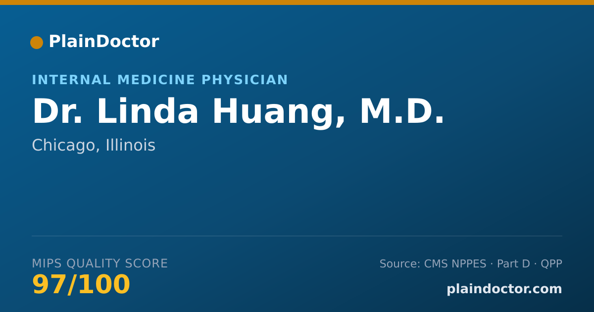 Shareable card for Linda Huang, M.D. - Internal Medicine Physician, Chicago, IL