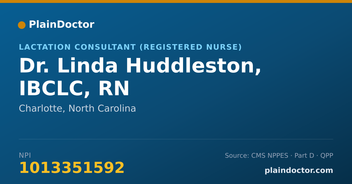 Shareable card for Linda Huddleston, IBCLC, RN - Lactation Consultant (Registered Nurse), Charlotte, NC