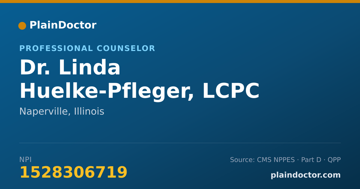 Shareable card for Linda Huelke-Pfleger, LCPC - Professional Counselor, Naperville, IL