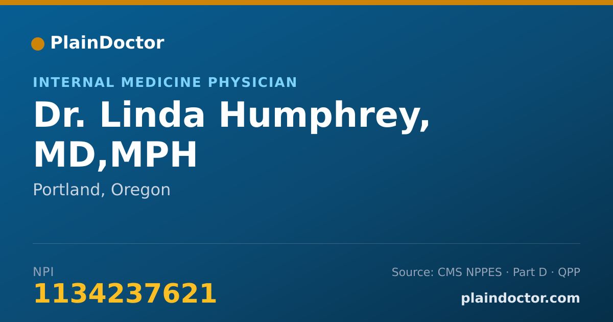 Shareable card for Linda Humphrey, MD,MPH - Internal Medicine Physician, Portland, OR