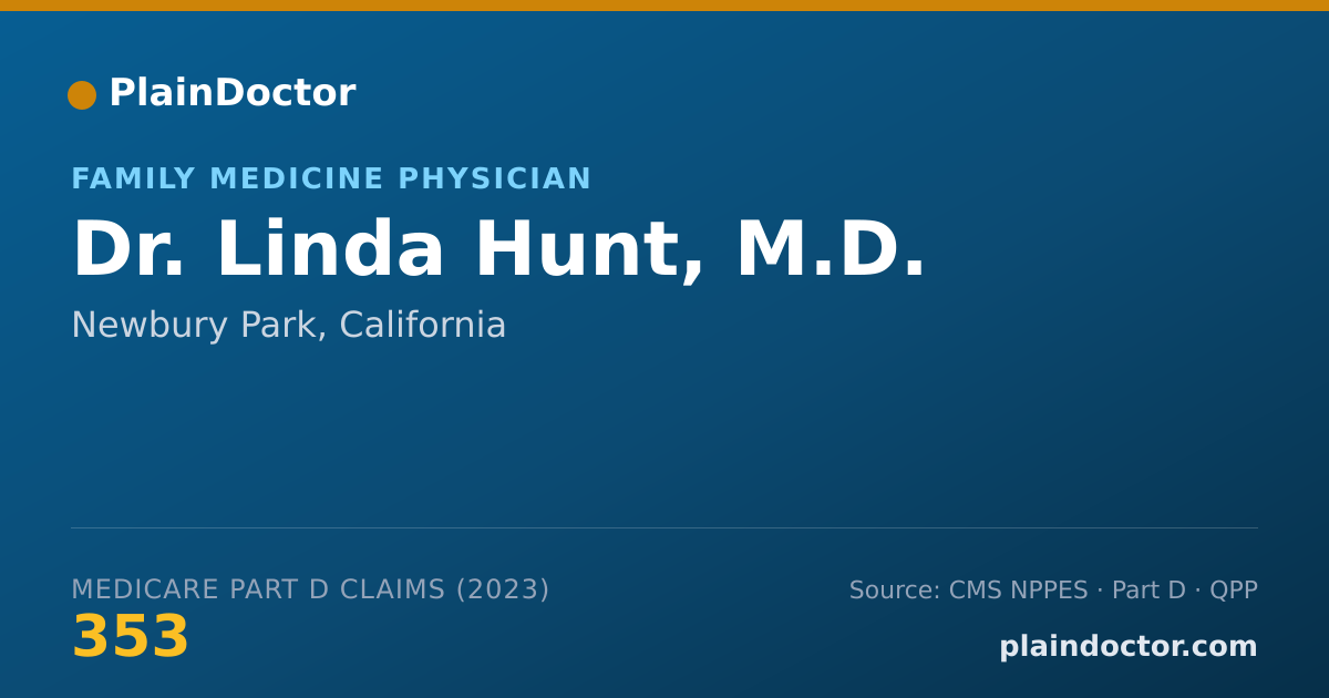 Shareable card for Linda Hunt, M.D. - Family Medicine Physician, Newbury Park, CA